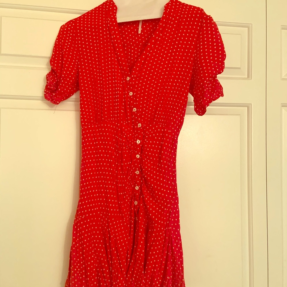 Free People Red Polka Dot Mini Dress